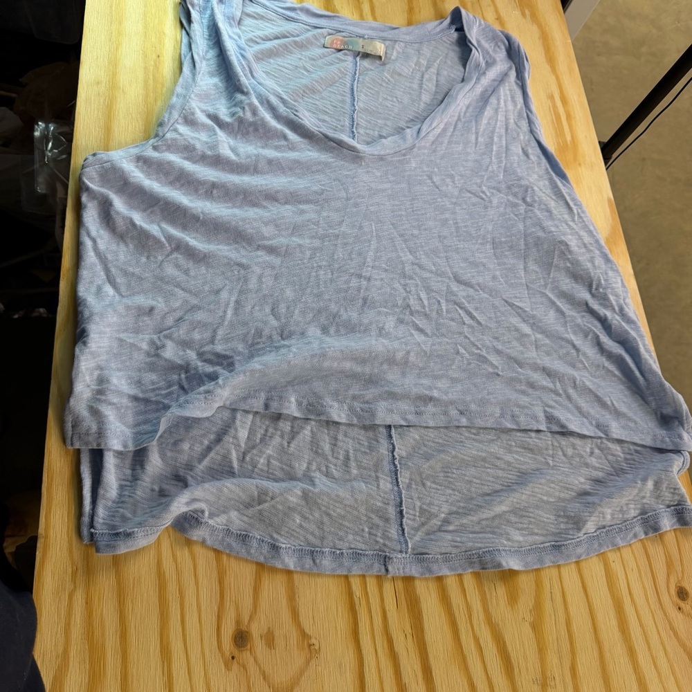 Free People FP Beach Blue Layered Tank Top High Low Hem Womens Large